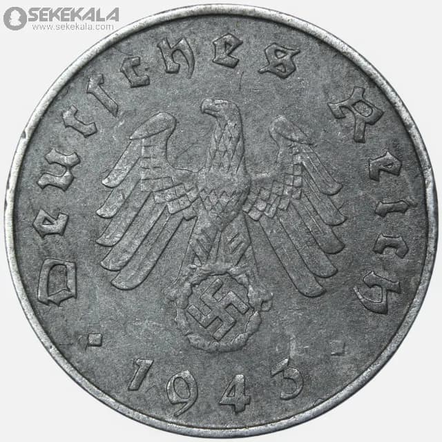 سکه 10 رایش فنیگ کمیاب آلمان نازی 1943 A