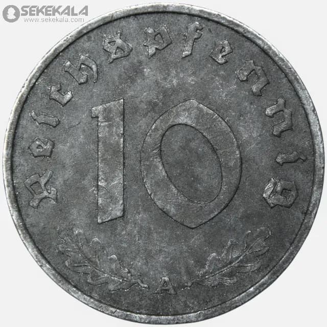 سکه 10 رایش فنیگ کمیاب آلمان نازی 1941 A — تصویر ۲