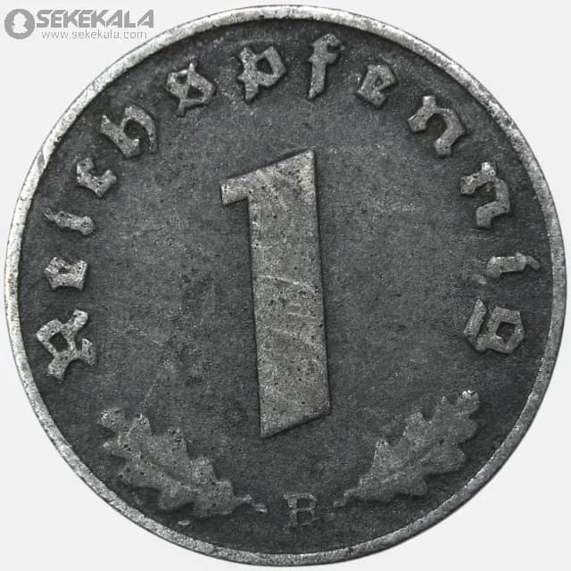 سکه 1 رایش فنیگ کمیاب آلمان نازی 1942 E — تصویر ۲