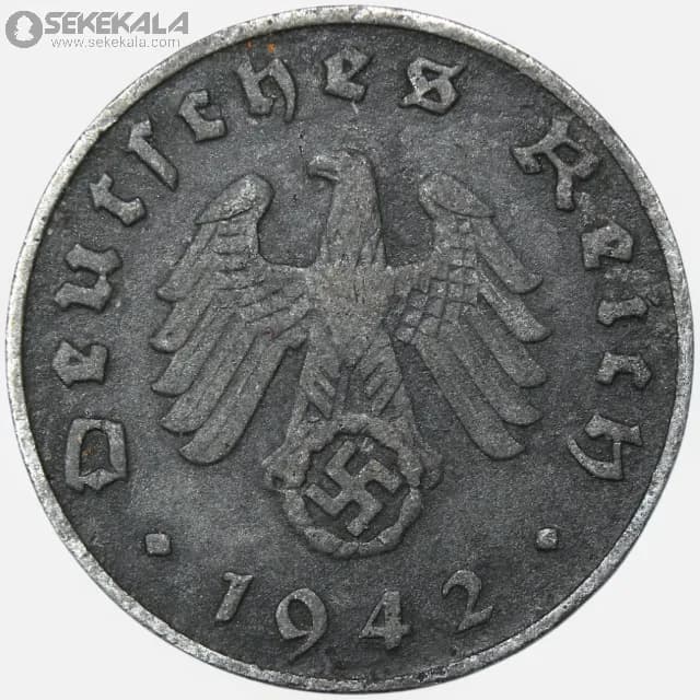 سکه 1 رایش فنیگ کمیاب آلمان نازی 1942 E