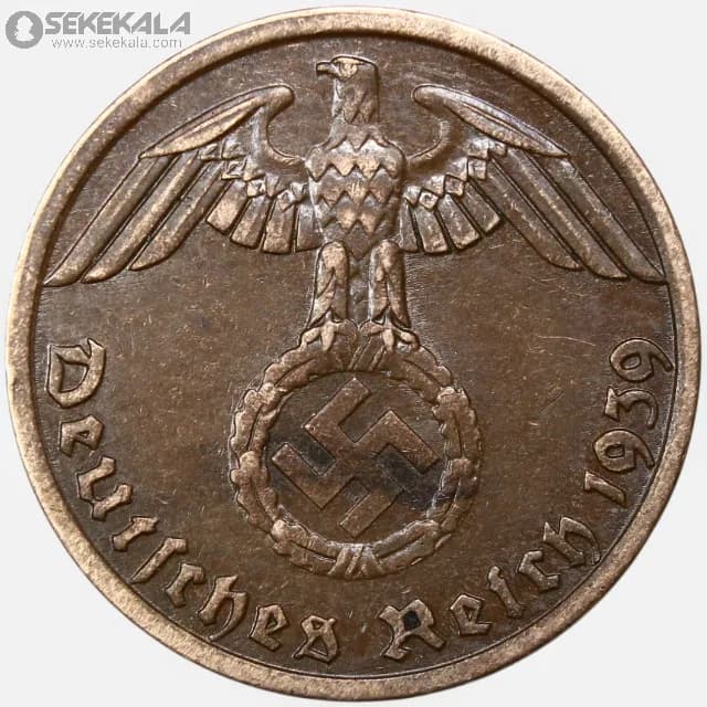 سکه 1 رایش فنیگ کمیاب آلمان نازی 1939 A