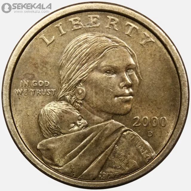 سکه 1 دلار آمریکا 2000 D (ساکاگاوا)(AU)
