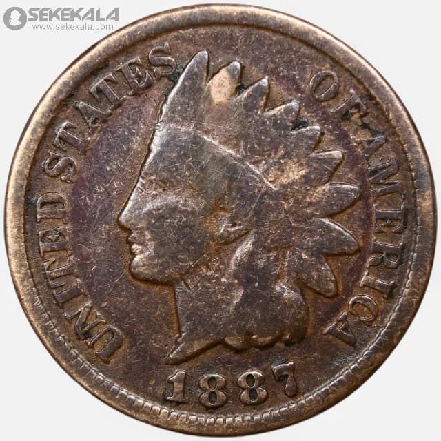 سکه 1 سنت قدیمی آمریکا 1887 (سرخپوست)