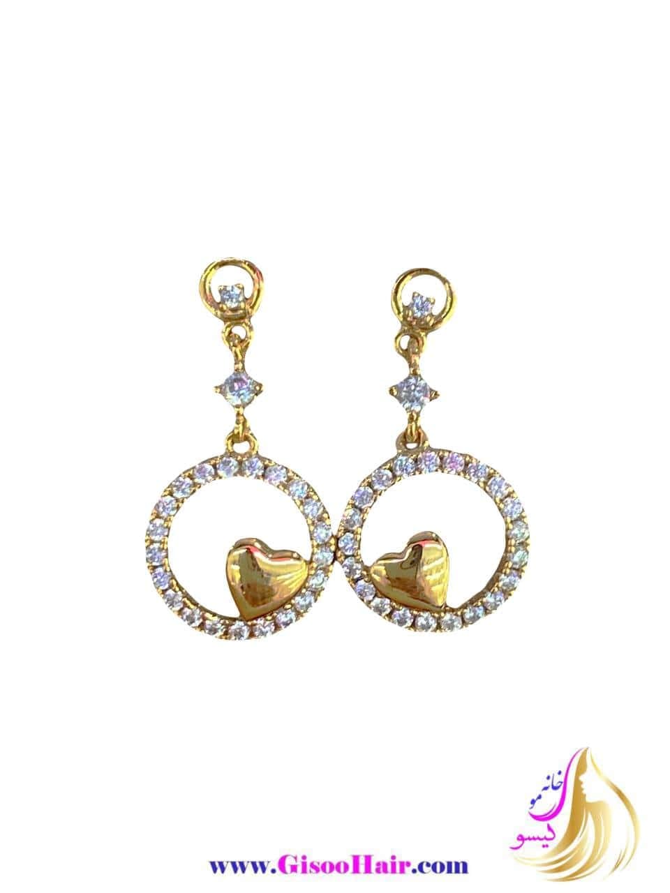 گوشواره میخی ژوپینگ با آویز قلبی