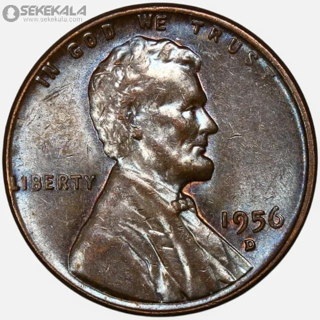 سکه 1 سنت قدیمی لینکلن آمریکا 1956 D(کیفیت UNC)