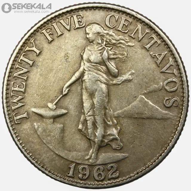 سکه 25 سنت کمیاب فیلیپین 1962