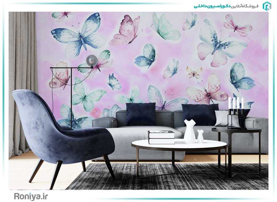 پوستر دیواری پروانه های رنگارنگ کد 3DF-214 — تصویر ۲