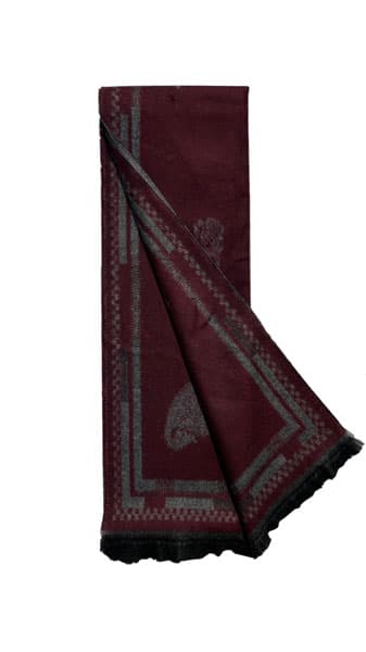شال گردن پشمی حاشیه طرح دار SHA09 زرشکی