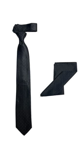 کراوات ابریشمی طرح مربع TI88 مشکی