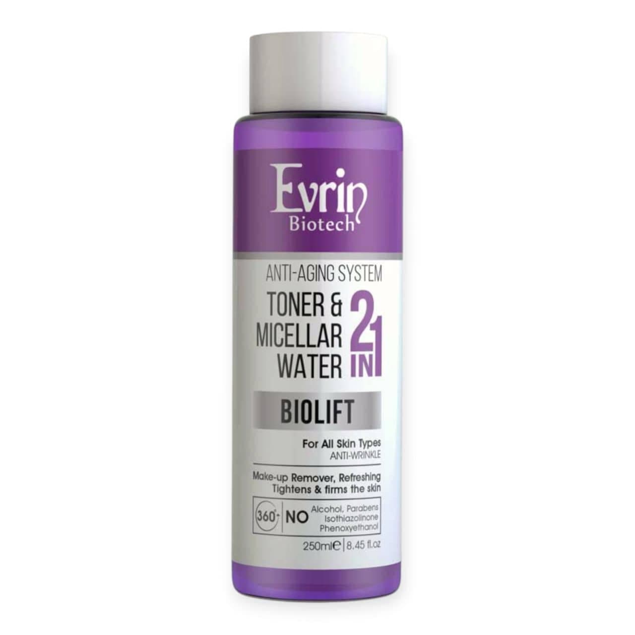 تونر و میسلار واتر ضدچروک اورین Evrin مدل BioLift حجم 250 میل