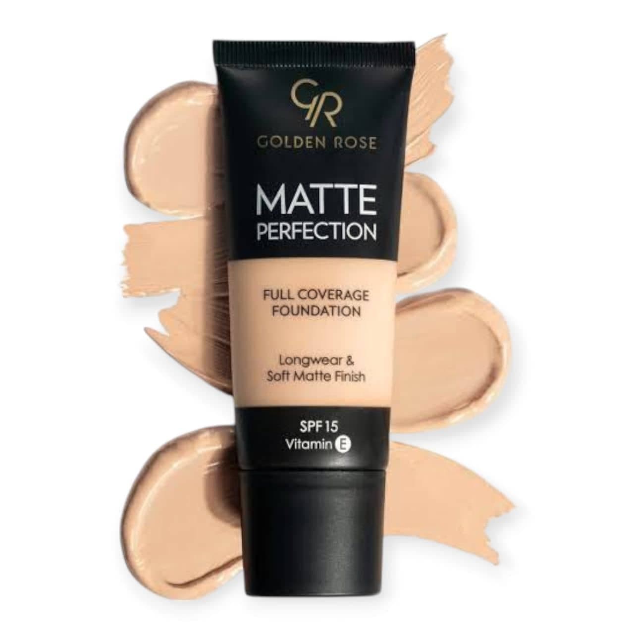 کرم پودر تیوپی مات پرفکشن گلدن‌رز GOLDENROSE با SPF15 همه شماره ها