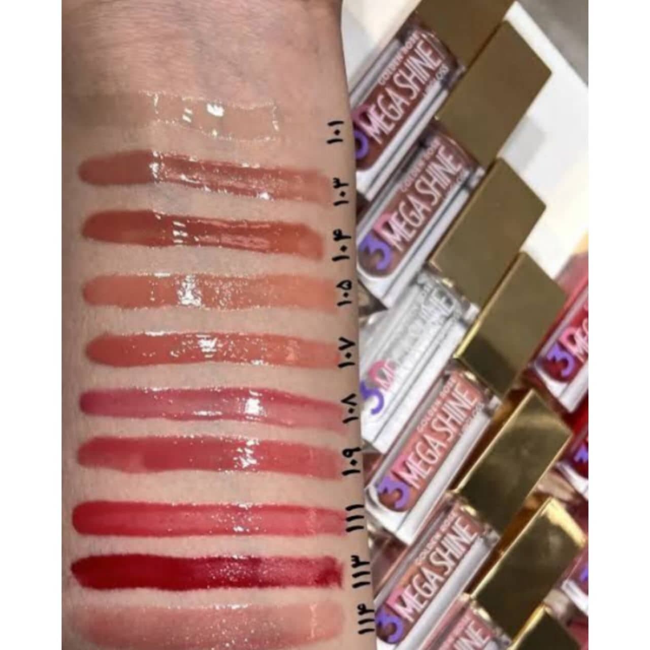 رژ لب مایع براق مگاشاین گلدن‌رز GOLDENROSE مدل 3D Mega Shine همه شماره ها — تصویر ۵