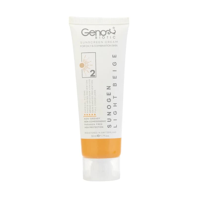 کرم ضد آفتاب رنگی سانوژن ژنوبایوتیک مناسب برای پوست چرب با SPF50