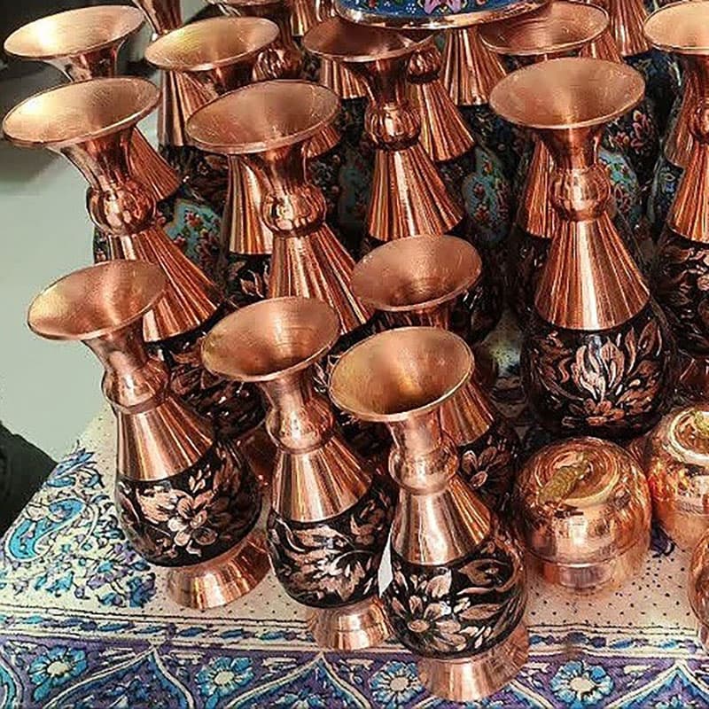 ست هدیه الماس تراش گلدان مسی 16 با جعبه سنتی — تصویر ۵