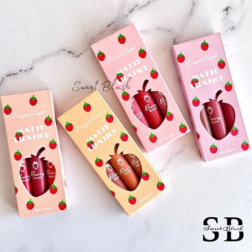 رژلب های مایع و مخملی توت فرنگی از برند اورجینال Dragon🍓 ( هر پک شامل 3 رژلب میباشد)