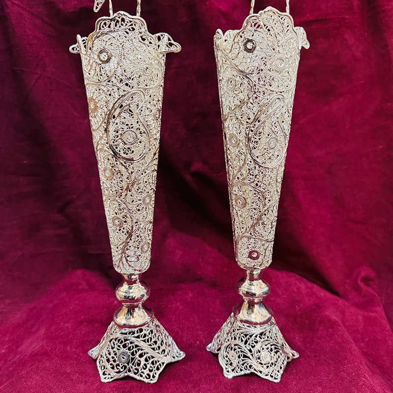 گلدان ملیله کاری مدادی 30 سانتی — تصویر ۲