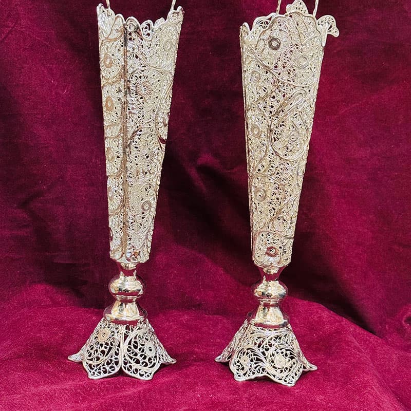 گلدان ملیله کاری مدادی 30 سانتی — تصویر ۳