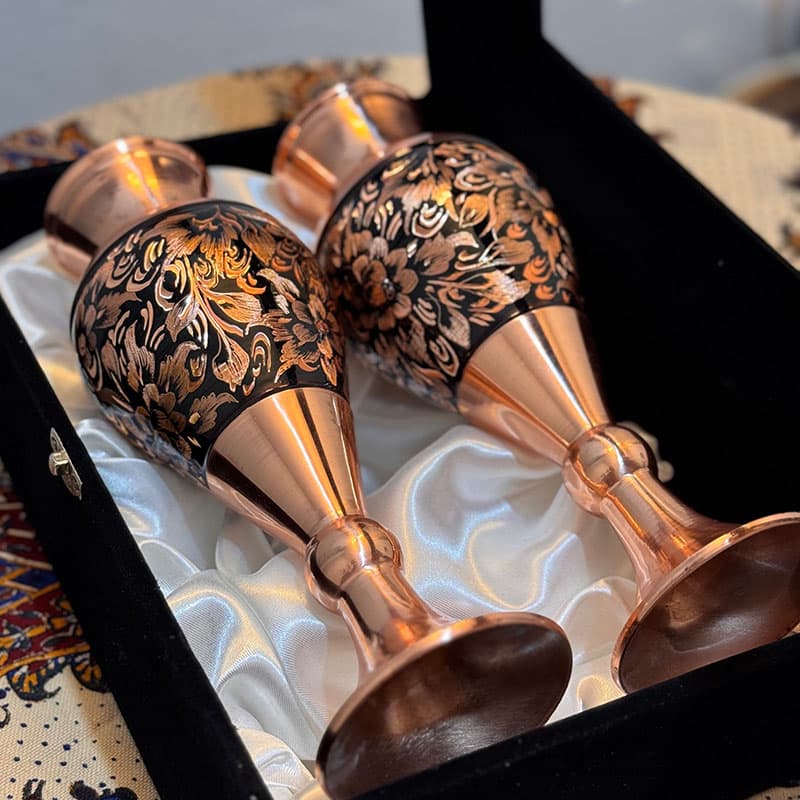 ست هدیه اداری گلدان مسی الماس تراش 25 — تصویر ۲