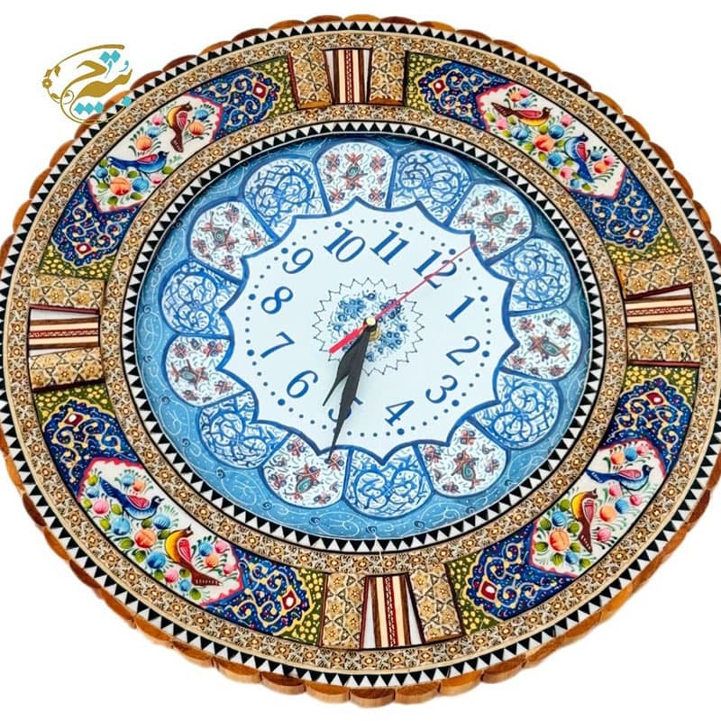 ساعت خاتم کاری گل و مرغ با صفحه میناکاری گرد — تصویر ۶