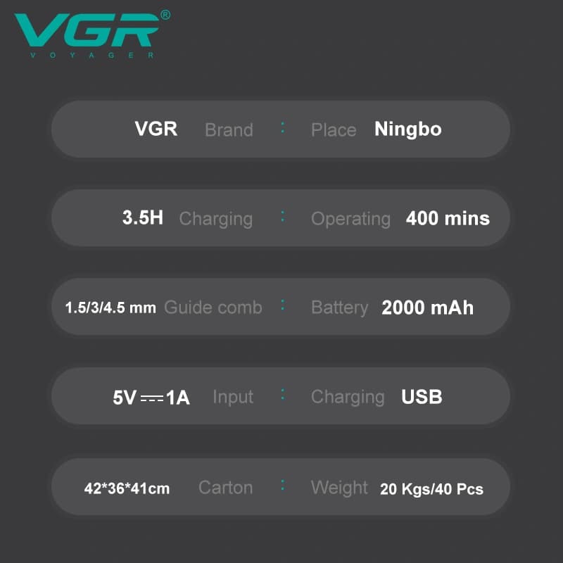 ماشین‌اصلاح وی‌جی‌آر مدل V-987 (مشکی) — تصویر ۶