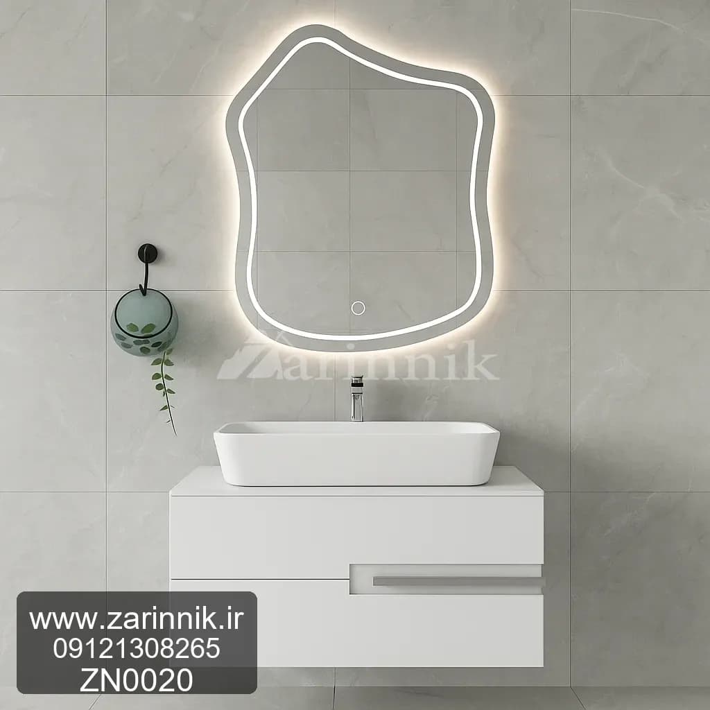روشویی سرامیکی کابینتی دیواری 80×35 سفید زرین نیک کد ZN0020