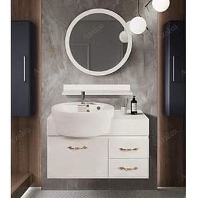 روشویی سرامیکی کابینتی دیواری 35×80 سفید زرین نیک کد ZN0008 — تصویر ۲