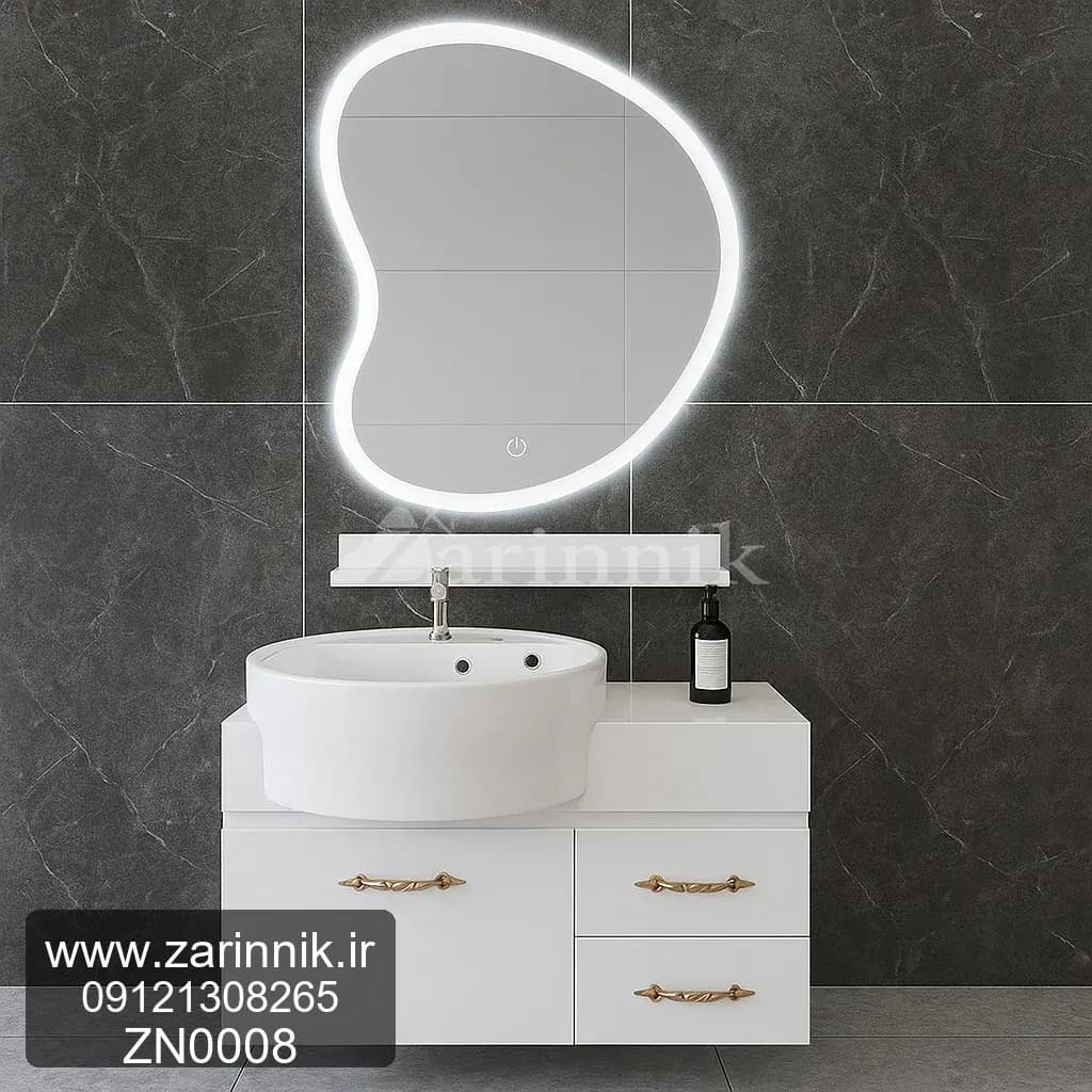 روشویی سرامیکی کابینتی دیواری 35×80 سفید زرین نیک کد ZN0008