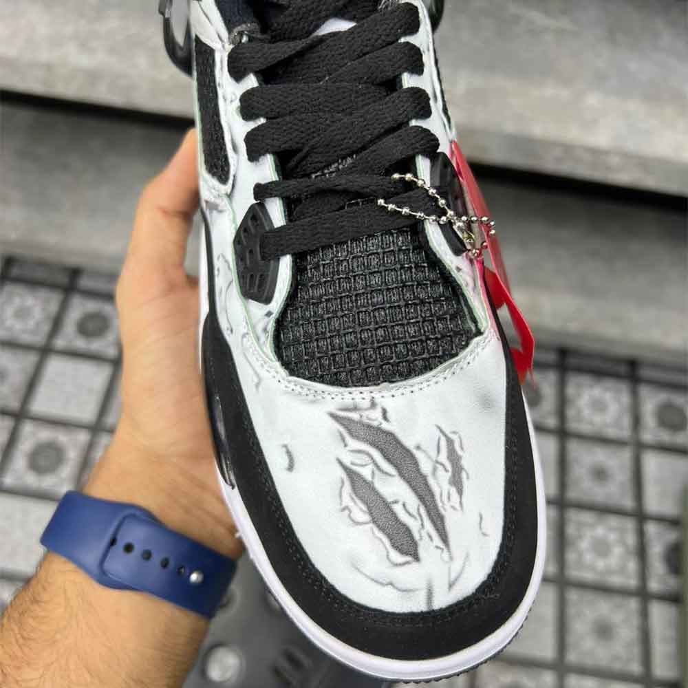 نایک ایرجردن 4 مشکی سفید Nike Air Jordan 4 Black White — تصویر ۲