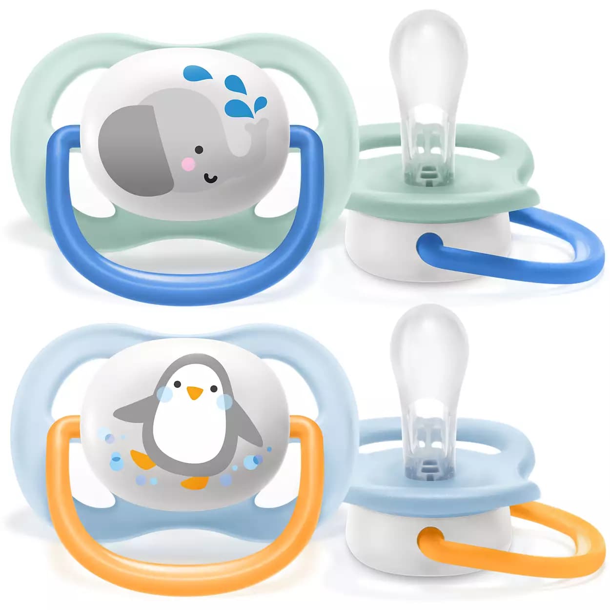 پستانک فیلیپس اونت اولترا ایر تکی طرح فیل و پنگوئن مناسب نوزاد ۰ تا ۶ ماه Philips Avent Ultra Air — تصویر ۲