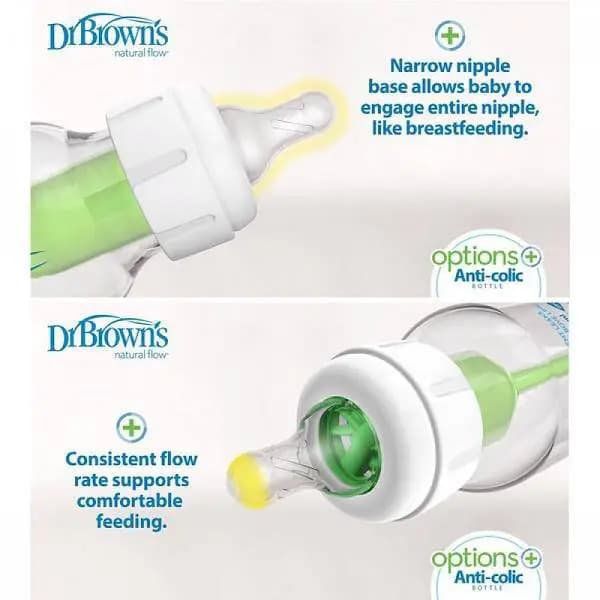 شیشه شیر طلقی 250 میل آنتی کوليک دكتر براون مدل آپشن (Option+) — تصویر ۳