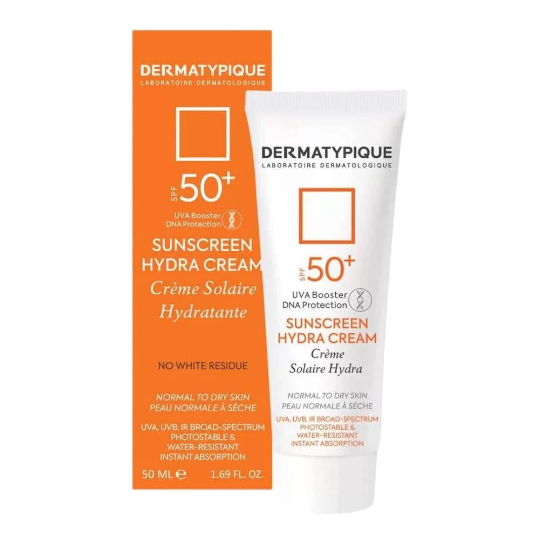 ضد آفتاب پوست خشک بدون رنگ درماتیپیک مدل هیدرا SPF50