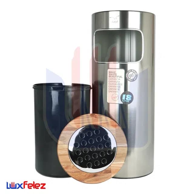 سطل زباله شفق مدل جا سیگاری دار تخت ۱۸ لیتری — تصویر ۳