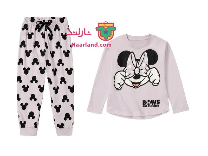 ست بلوز شلوار پاییزه دخترانه Disney طرح میکی موس یاسی — تصویر ۲
