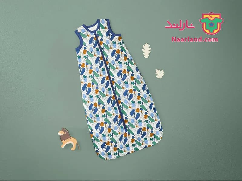 کیسه خواب بچه گانه لوپیلو سفید آبی طرح سبزیجات — تصویر ۳