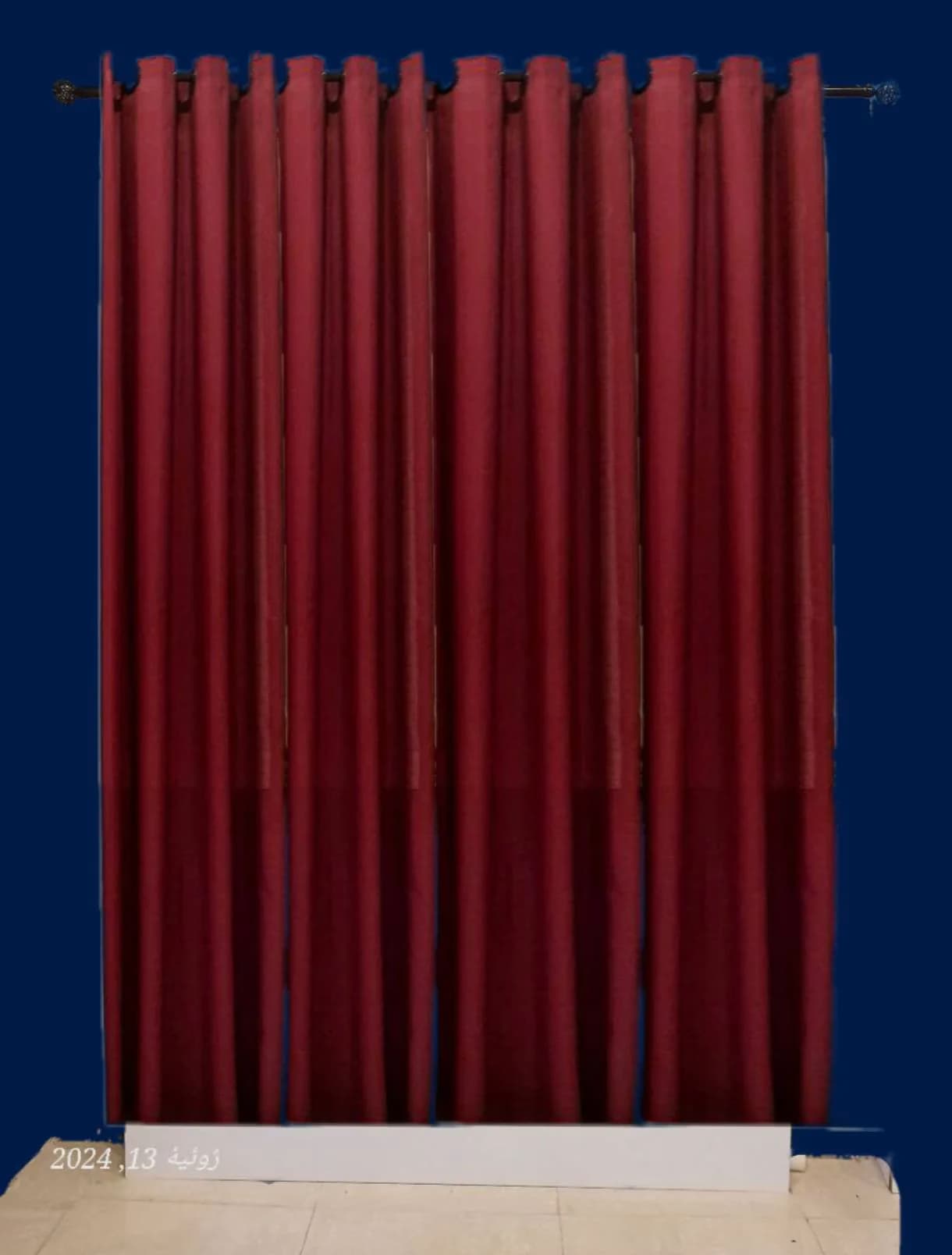 پرده آماده پانچی حریربافتدار زرشکی (عرض 2 تا 2.5 متر)