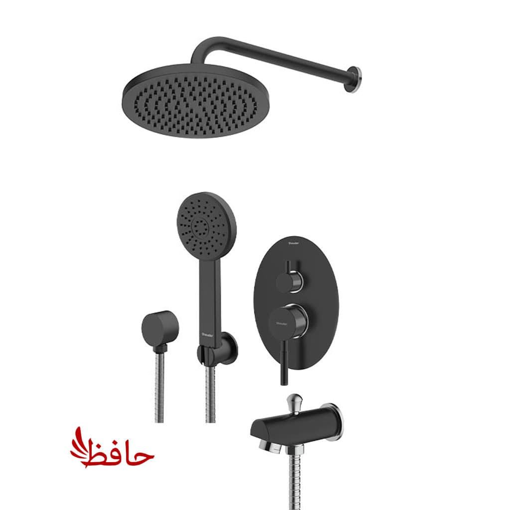 شیر حمام توکار شودر مدل روگن مشکی کروم تیپ 4