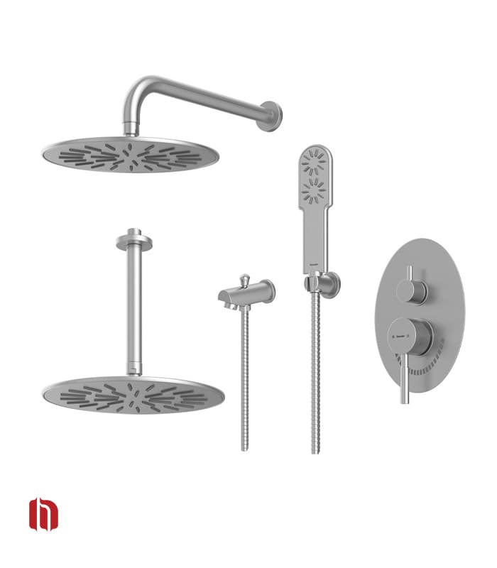 شیر حمام توکار شودر مدل روگن کروم مات تیپ 4 BRASS — تصویر ۴