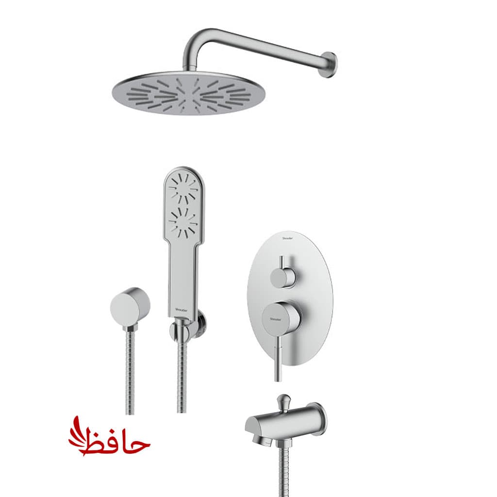 شیر حمام توکار شودر مدل روگن کروم مات تیپ 4 BRASS