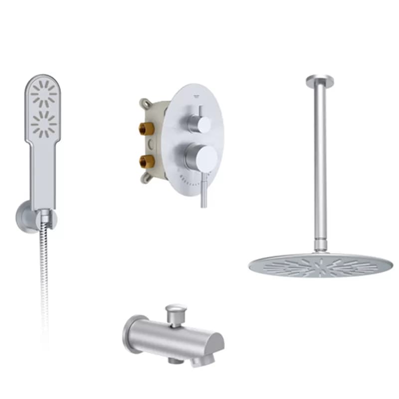 شیر حمام توکار شودر مدل روگن کروم مات تیپ 4 BRASS — تصویر ۳