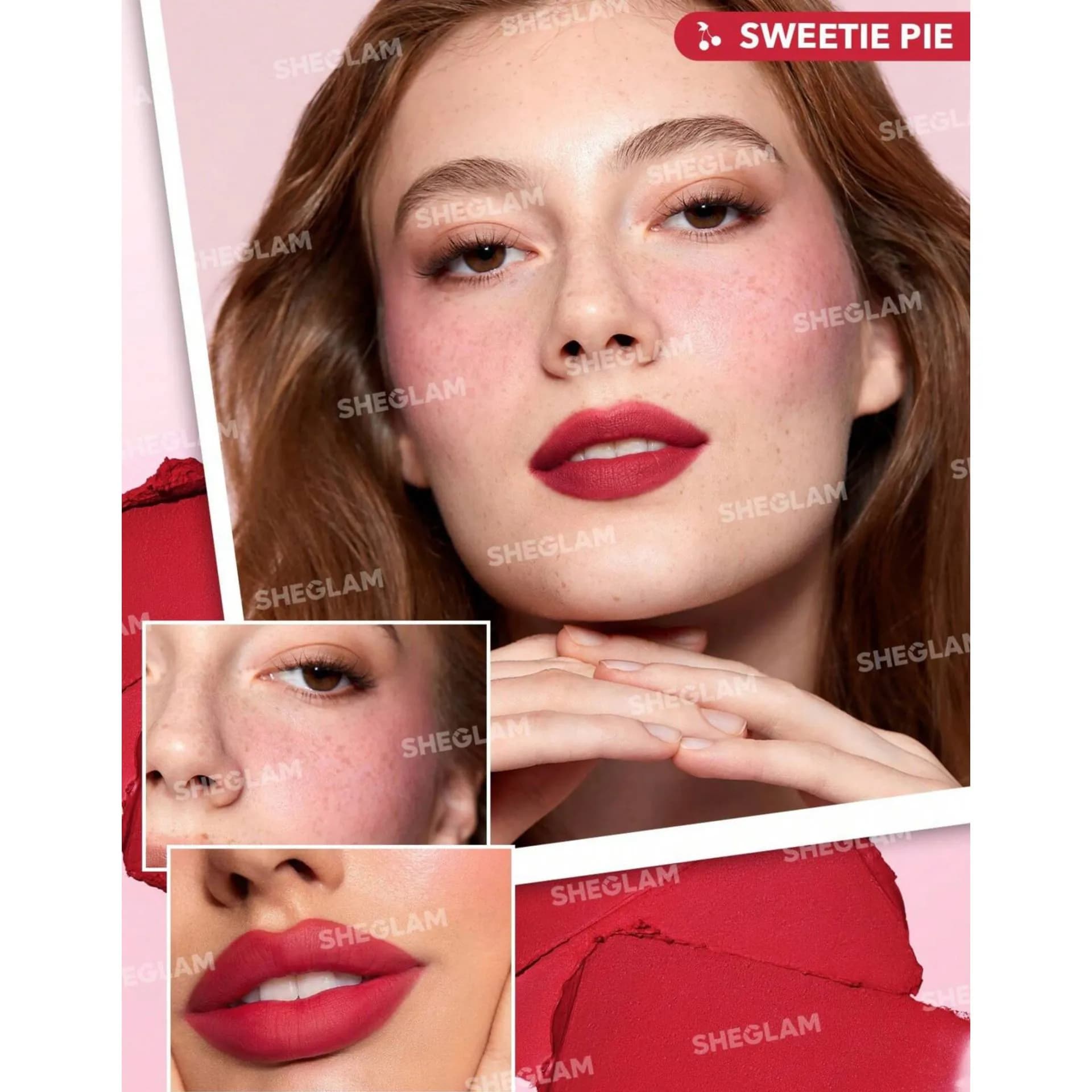 رژلب و رژگونه 3 طبقه مدل Lip Cream Stack رنگ very Cherry Cheek شیگلم SHEGLAM — تصویر ۳