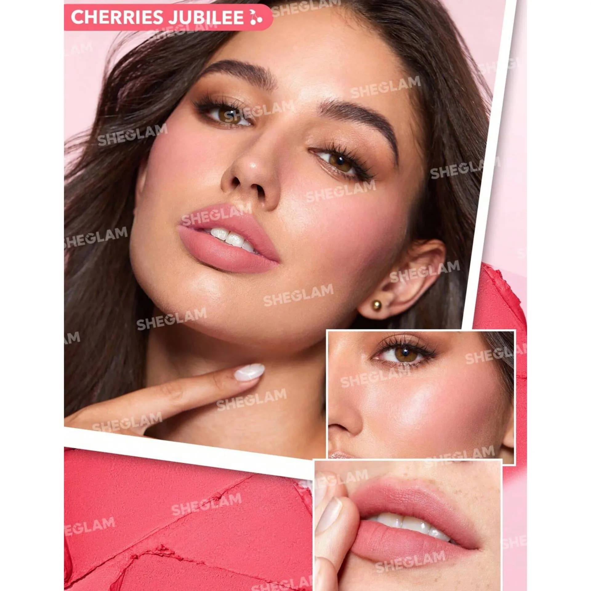 رژلب و رژگونه 3 طبقه مدل Lip Cream Stack رنگ very Cherry Cheek شیگلم SHEGLAM — تصویر ۵