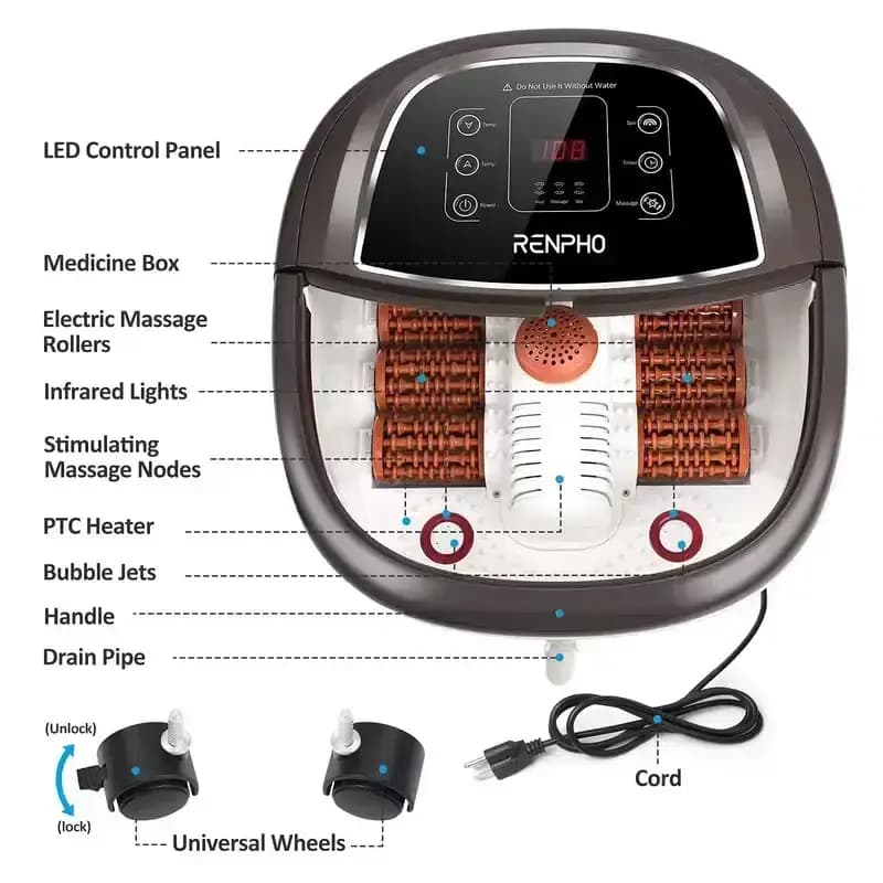 ماساژور و جکوزی حرفه ای رینفو مدل اسپا مخصوص پا RENPHO Foot Spa Bath Massager JD-618 — تصویر ۶