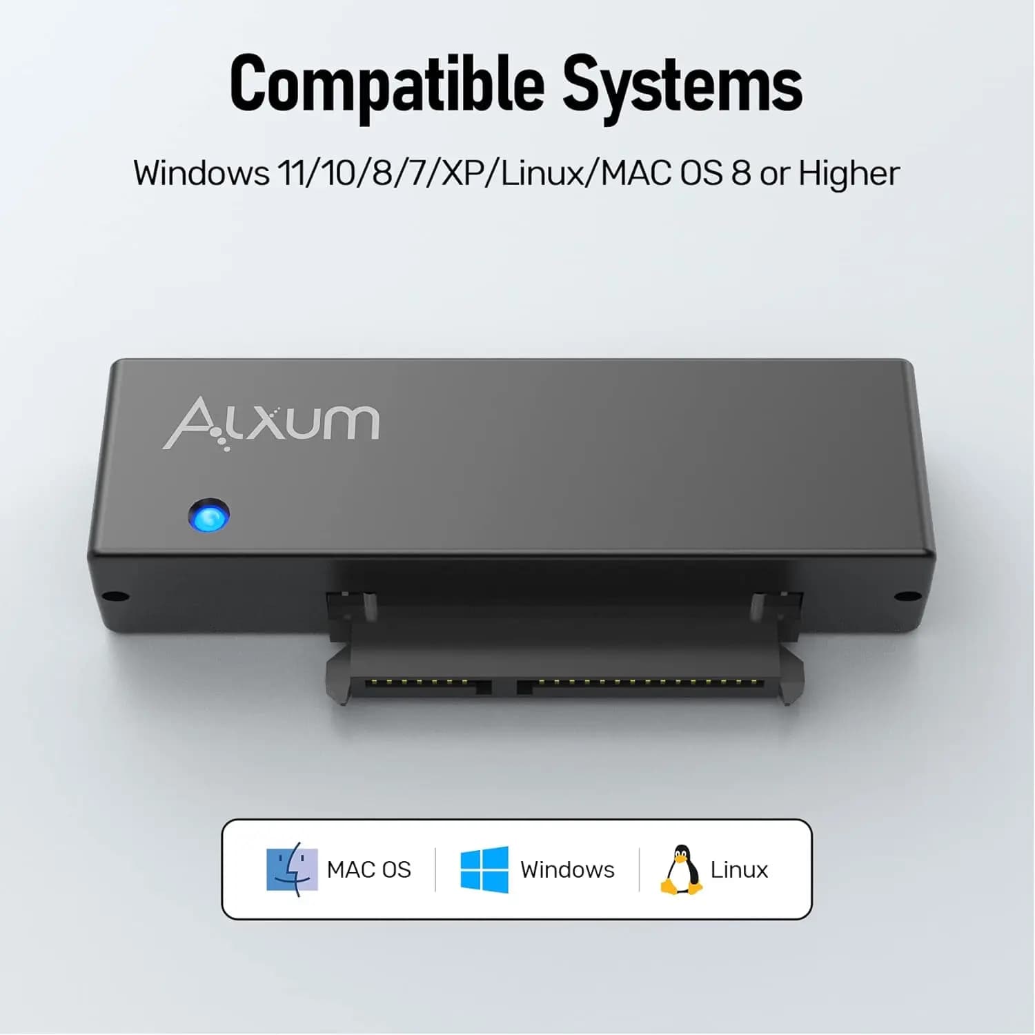 مبدل Alxum USB 3.0 به SATA برای هارد SSD 2.5 و 3.5 اینچی، با آداپتور برق 12 ولت 2 آمپر و کابل USB 3.0 — تصویر ۶