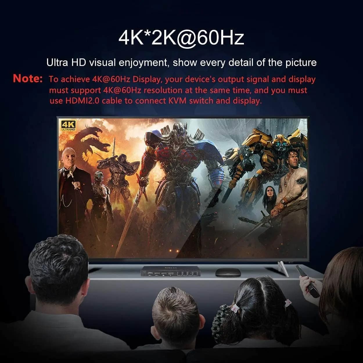 سوئیچ با کیفیت 4 پورت، KCEVE | HD MI KVM Switcher Box پشتیبانی از 4K@60Hz، سازگاری کلیه سیستم ها — تصویر ۶