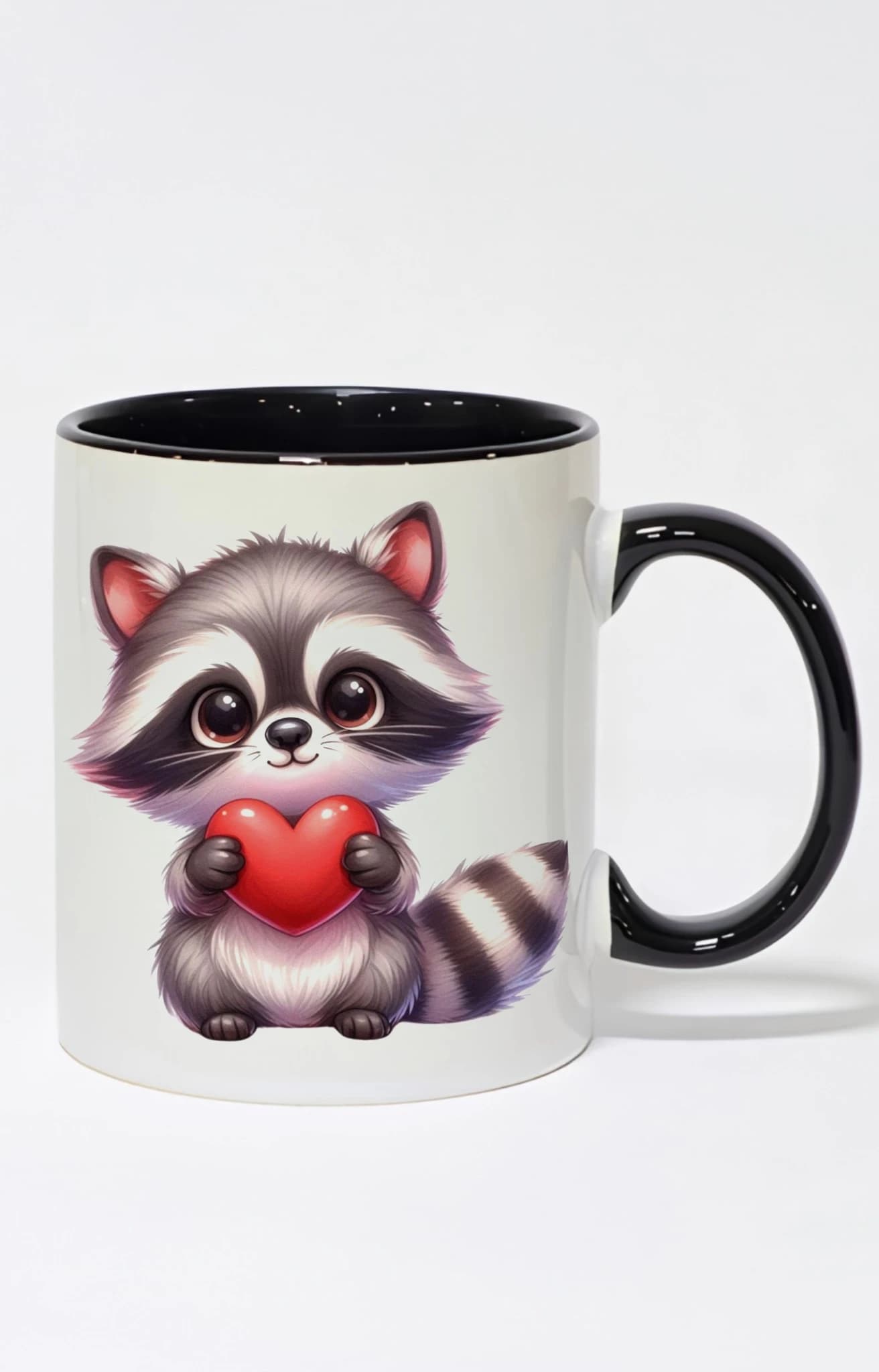 ماگ دسته و داخل رنگی طرح راکون raccoon کد 10099