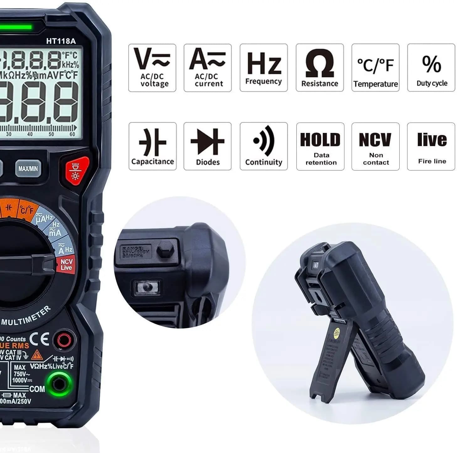 مولتی متر دیجیتالی KAIWEETS HT118A — تصویر ۴