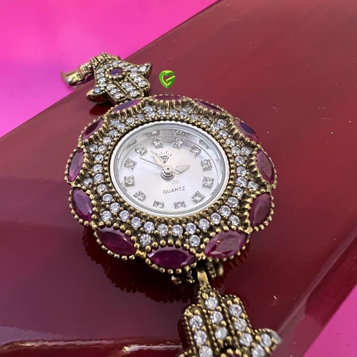 ساعت نقره یاقوت‌مارکیز کد1057 — تصویر ۲