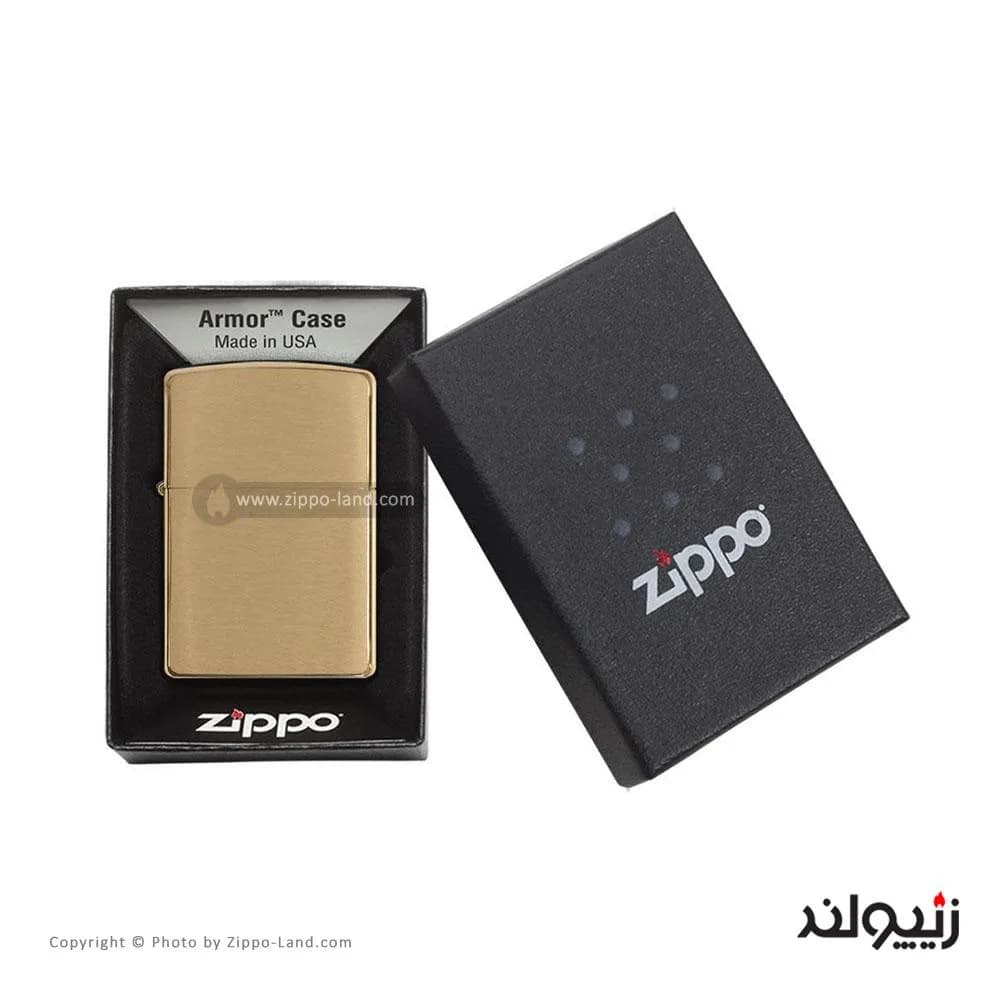 فندک زیپو مدل Armor Brushed Brass کد 168 — تصویر ۴