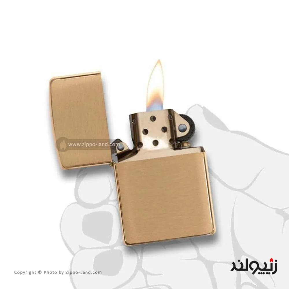 فندک زیپو مدل Armor Brushed Brass کد 168 — تصویر ۳