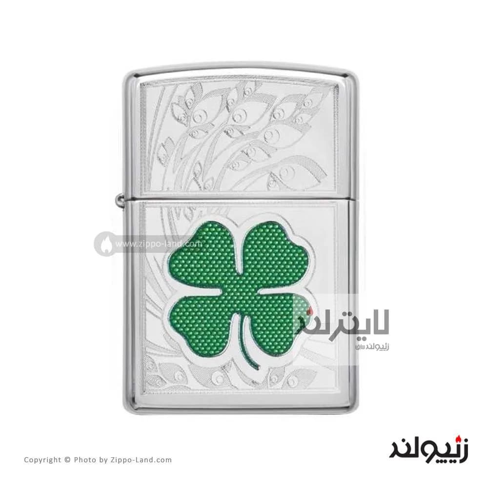 فندک زیپو مدل Clover High Polish Chrome کد 24699